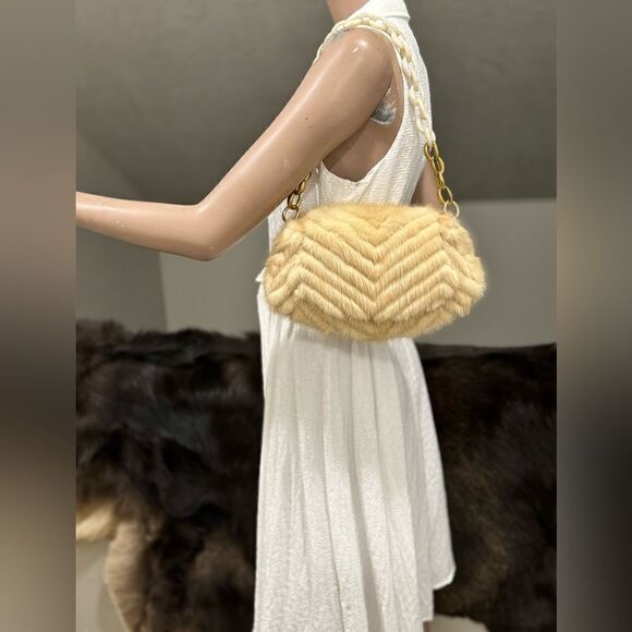 Luxury Real Mink Fur Handmade Fold Over Flap Bag/Shoulder Bag/Crossbody - Picture 2 of 16